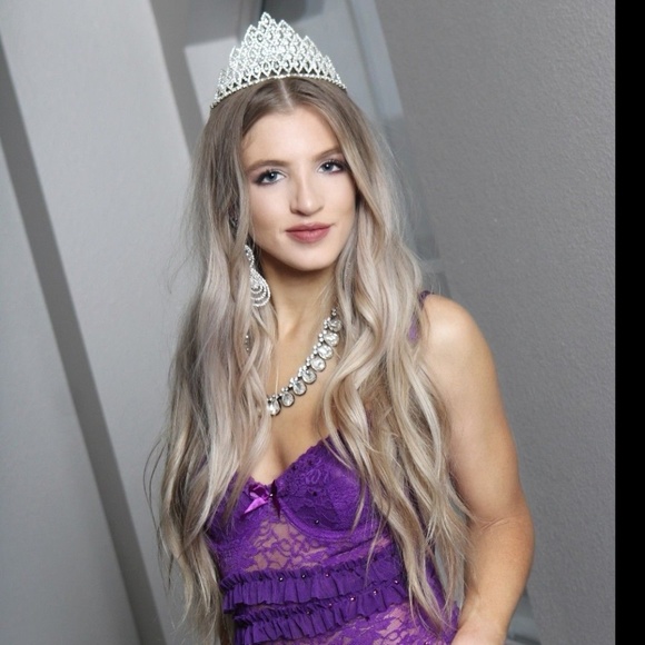 Custom Purple Chemise Lingerie with Swarovski Rhinestones - Handmade Luxury - Picture 3 of 4